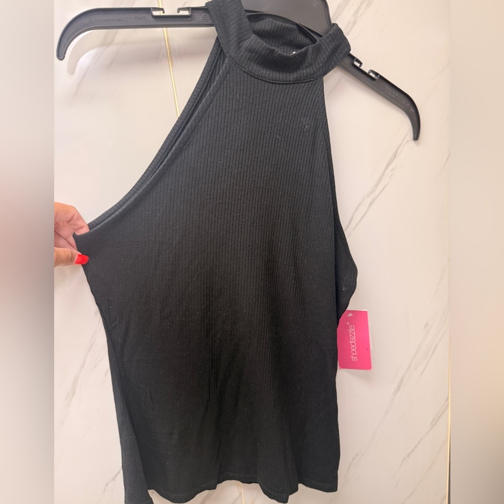 Shoe Dazzle Black Ribbed Tank Top NWT size M